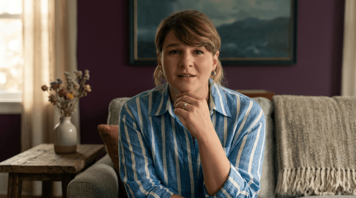 How to Get the Ruth Madeley Look with a Blue Striped Linen Shirt